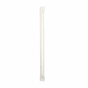 Paper straw, white - 204 x 7,3 mm, single wrapped