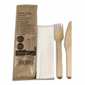 Future Smart™ wooden cutlery set with napkin - coated, 165 mm